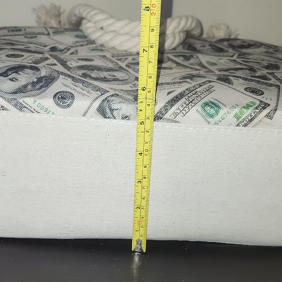 Canvas Tote Bag with Dollar Print - Picture 10 of 12